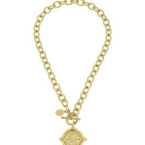 Susan Shaw Elegant Toggle Necklace with Compass Pendant